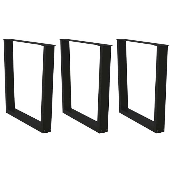 vidaXL Nohy k jedálenskému stolu v tvare V, 3 ks, čierne, 90 x (72-73,3) cm, oceľ