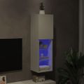 vidaXL TV skrinka s LED svetlami biela 30,5x30x102 cm