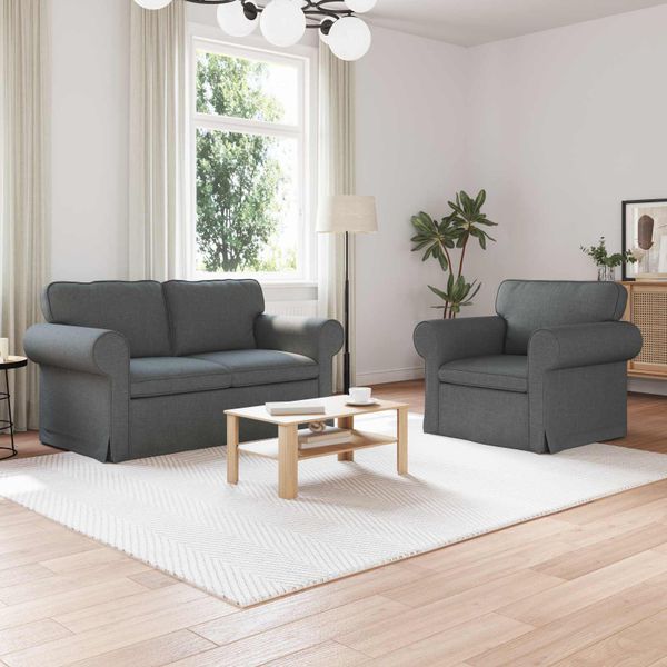 vidaXL Sada pohoviek 2 pcs Tmavo šedá 155 x 82 x 80 cm látka