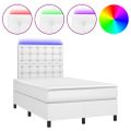 vidaXL Boxspring posteľ s matracom a LED biela 120x200 cm umelá koža