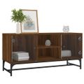 vidaXL TV skrinka so sklenenými dvierkami hnedý dub 102x37x50 cm