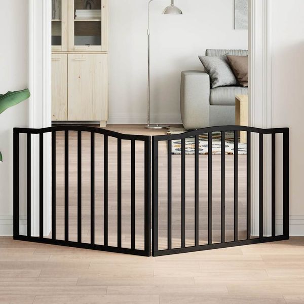 vidaXL Brána pre psa skladacia 2 panely čierna 160 cm topoľové drevo