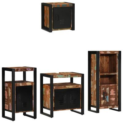 vidaXL Sada kúpeľňového nábytku Nástenný 4 pcs Masívne obnovené drevo