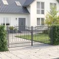vidaXL Brána z Plotu s Špicatým Vrcholom KAMPEN 305 x 125 cm Oceľ Sivá