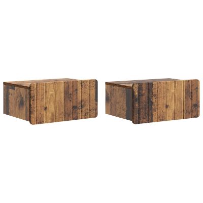 vidaXL Nástenná nočná skrinka 2 pcs Staré drevo 49 x 34,5 x 24 cm