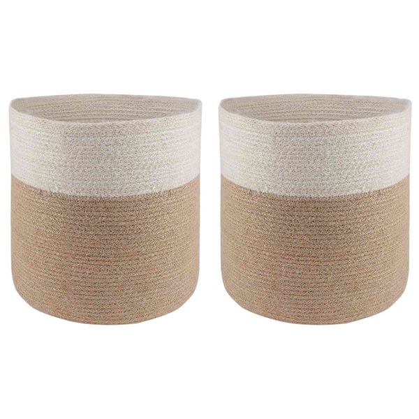 vidaXL Súprava kvetináčov 2 pcs Prírodná a biela Ø 28 x 28 cm