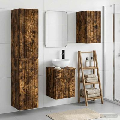 vidaXL Sada kúpeľňového nábytku 3 ks Dymový dub 33 x 34,5 x 160 cm