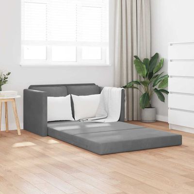 vidaXL Podlahová rozkladacia pohovka 2v1 tmavosivá 122x204x55 cm zamat