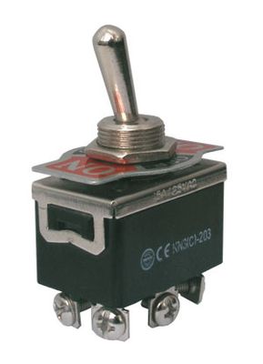 Prepínač páčkový  3pol./6pin  ON-OFF-ON 250V/10A šroub.