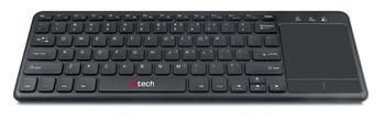 C-TECH klávesnica WLTK-01, bezdrôtová klávesnica s touchpadom, čierna, USB