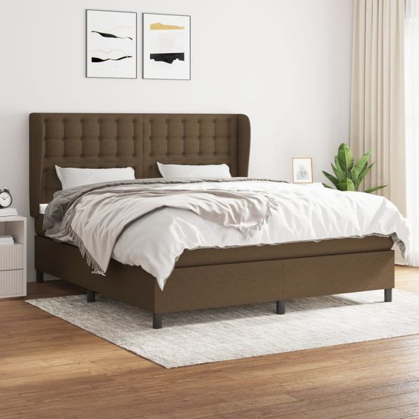vidaXL Boxspring posteľ s matracom tmavohnedá 180x200 cm látka