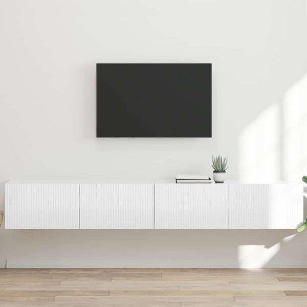 vidaXL TV nástenná skriňa 2 pcs Lesklá biela 98 x 31 x 29,5 cm