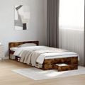 vidaXL Posteľný rám so zásuvkou dymový dub 75x190 cm kompozitné drevo