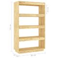 vidaXL Knižnica/deliaca stena 80x35x135 cm, borovicový masív