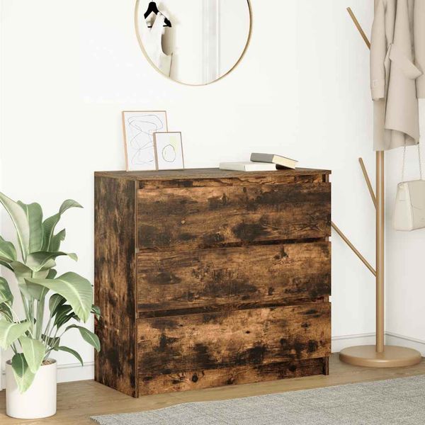 vidaXL Komoda dymový dub 80x35x76 cm kompozitné drevo