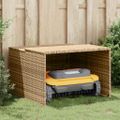 vidaXL Garáž na robotickú kosačku béžová 86x90x52/57 cm polyrattan