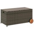 vidaXL Záhradný úložný box s kolieskami sivý 190 l polyratan