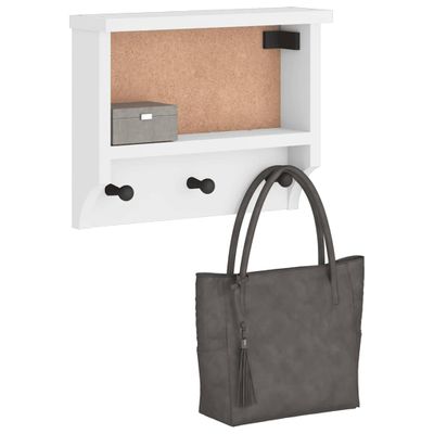 vidaXL Nástenný vešiak SANDNES biela 45x12x35 cm borovicový masív
