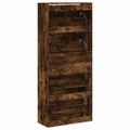 vidaXL Botník so 4 výklopnými zásuvkami dymový dub 80x34x187,5 cm