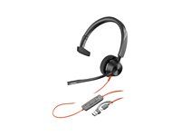 Blackwire 3300 series - náhlavná súprava - náhlavná - káblová - USB-A - čierna - certifikovaná pre Microsoft Teams, certifikovaná UC