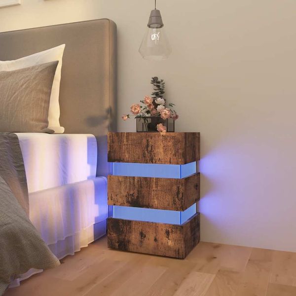 vidaXL Nočný stolík s LED, tmavý dub 45x35x67 cm, kompozitné drevo