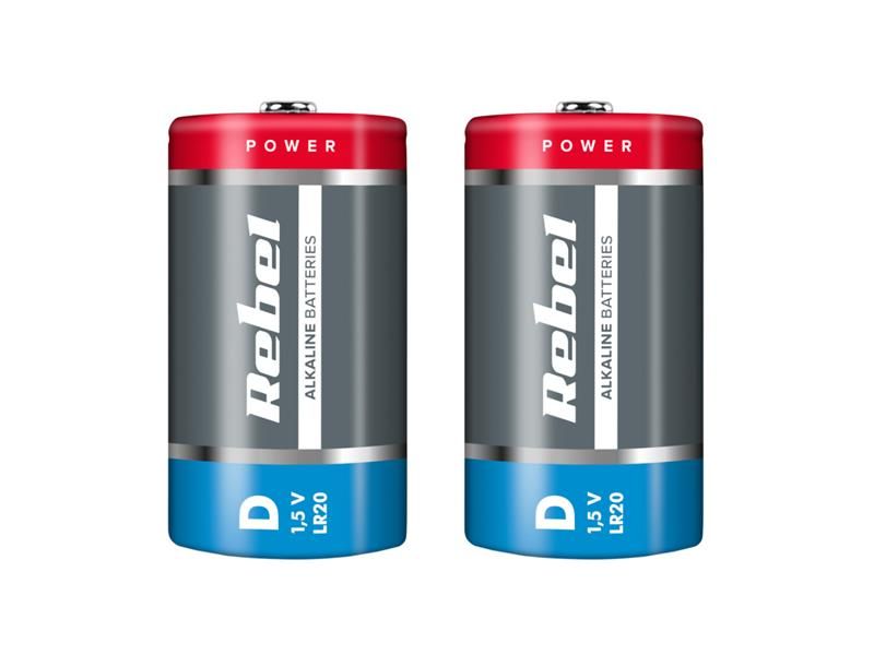 Batéria D (R20) alkalická REBEL Alkaline 2ks / shrink BAT0064
