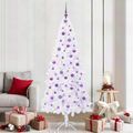vidaXL Umelý vianočný stromček s 300 LED-i Biela 210 cm PVC a oceľ