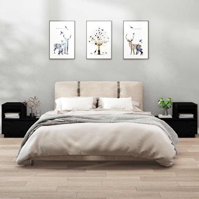 vidaXL Nočné stolíky 2 ks čierne 60x34x51 cm masívne borovicové drevo