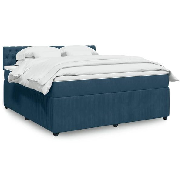 vidaXL Posteľný rám boxsping s matracom modrý 180x200 cm zamat