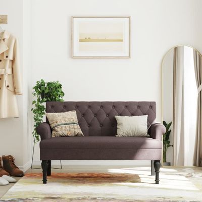 vidaXL Lavička s operadlom tmavohnedá 120x62x75,5 cm látka