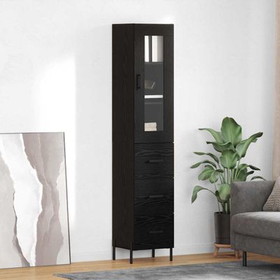 vidaXL Highboard Čierny dub 34,5 x 34 x 180 cm Kompozitné drevo