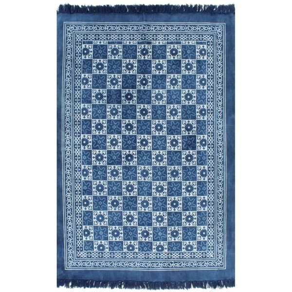 vidaXL Kilim koberec modrý 120x180 cm bavlnený vzorovaný