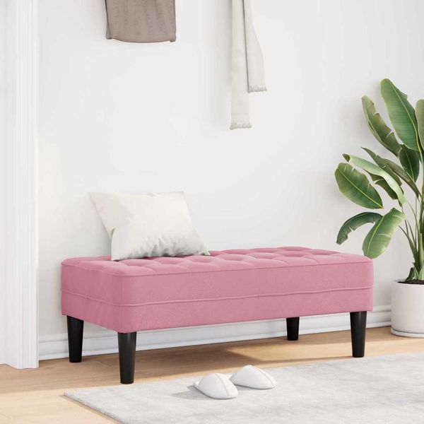 vidaXL lavička s vankúšom Ružová 113 x 57 x 39 cm Zamat