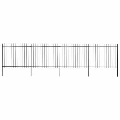 vidaXL Záhradný plot s vrchnou časťou z ocele 671x150 cm čierny