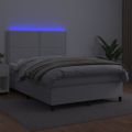 vidaXL Boxspring posteľ s matracom a LED biela 140x190 cm umelá koža