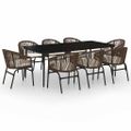 vidaXL 9-dielna záhradná jedálenská súprava hnedá