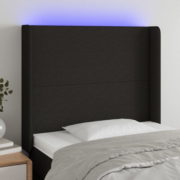 vidaXL Čelo postele s LED čierne 93x16x118/128 cm látka