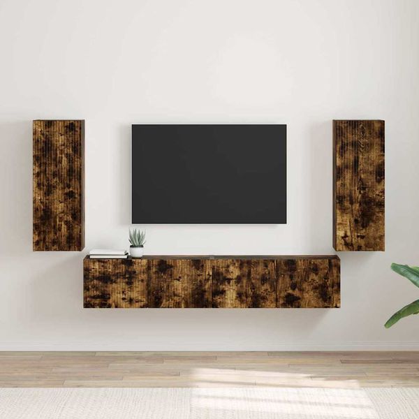 vidaXL TV nástenná skriňa Nástenný 2 pcs Dymová dub 30 x 31 x 80 cm