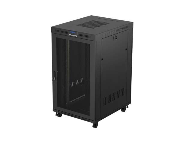 19'' Voľne stojaca racková skriňa 27U 800X1000 čierny lcd s perforovanými dverami lanberg (flat pack) V2