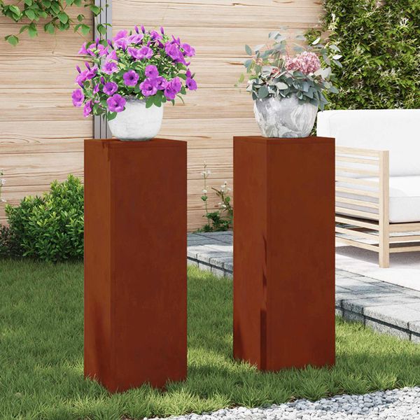 vidaXL Stojan na rastliny 2 pcs Hrdzavý 24 x 24 x 75 cm