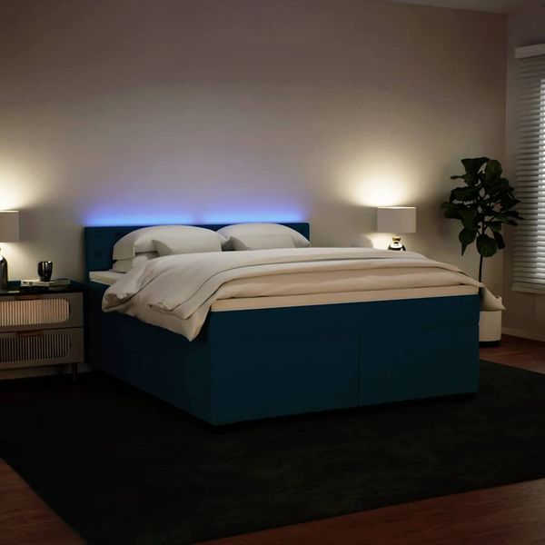 vidaXL Posteľný rám boxsping s matracom modrý 180x200 cm zamat