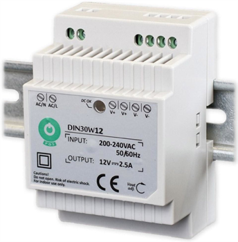 Napájací zdroj PSU DIN30W12, 12V/2,5A, 30W, na DIN lištu Napájecí zdroj PSU DIN30W12, 12V/2,5A, 30W, na DIN lištu