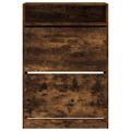 vidaXL Botník s 2 výklopnými zásuvkami dymový dub 80x34x116 cm