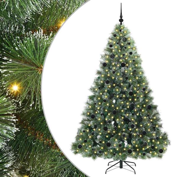 vidaXL Umelý vianočný stromček s 300 LED-i Zelená 210 cm PE a PVC