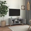 vidaXL TV stolík nohy z masívneho dreva betónové sivé 103,5x35x50cm