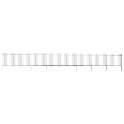 vidaXL Záhradný plot s vrchnou časťou z ocele 1339x150 cm čierny