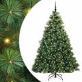 vidaXL Umelý vianočný stromček s 300 LED-i Zelená 210 cm PE a PVC