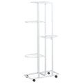 vidaXL 5-posch. stojan na kvety s kolieskami 44x23x100cm biely železo