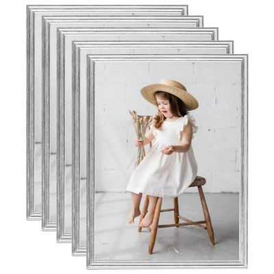 vidaXL Fotorámiky na stôl, koláž 5 ks, strieborné 20x25 cm, MDF