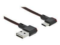 USB kabel - USB (M) levý/pravý úhel, reverzibilní do 24 pin USB-C (M) levý/pravý úhel, reverzibilní - 20 cm - černá